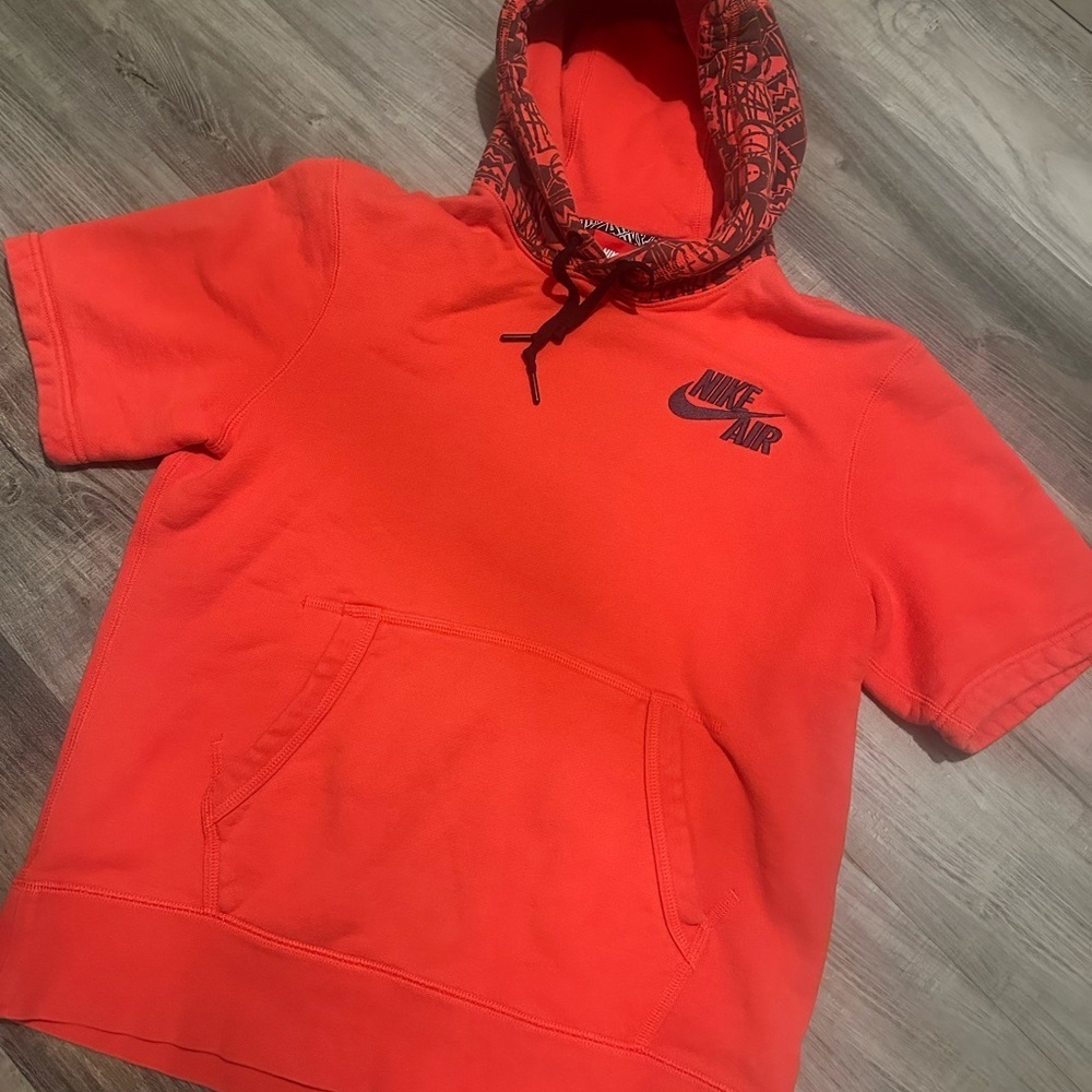 Vintage Nike Red Hoodie with Patterned Hood